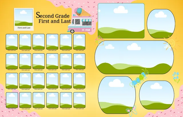 Fun in the Sun template, pages 12 and 13