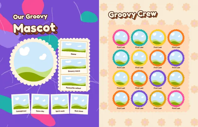 Groovy Tie-Dye template, pages 6 and 7