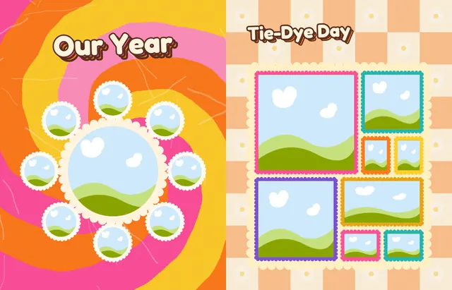 Groovy Tie-Dye template, pages 24 and 25