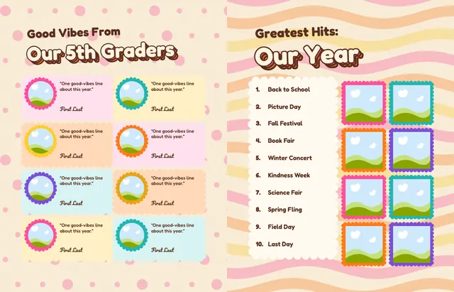 Groovy Tie-Dye template, pages 44 and 45