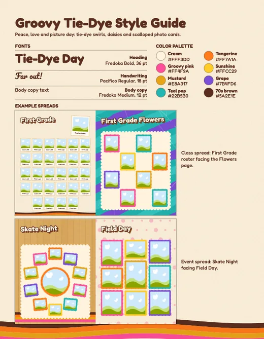 Groovy Tie-Dye style guide, page 1