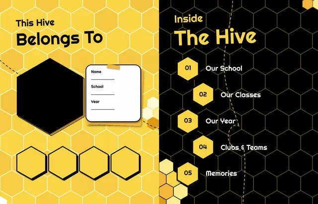 Honeycomb Hive template, pages 2 and 3