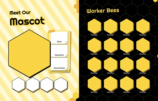 Honeycomb Hive template, pages 6 and 7