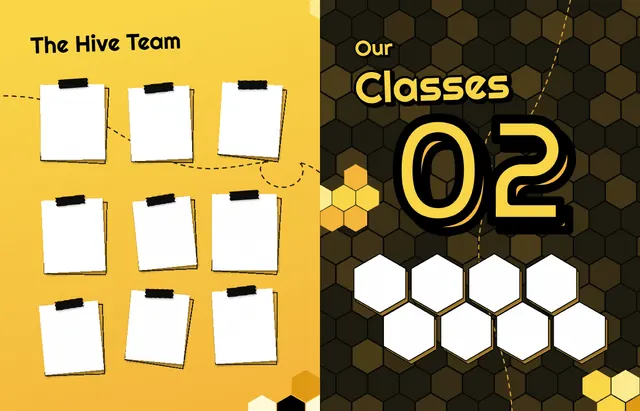 Honeycomb Hive template, pages 8 and 9