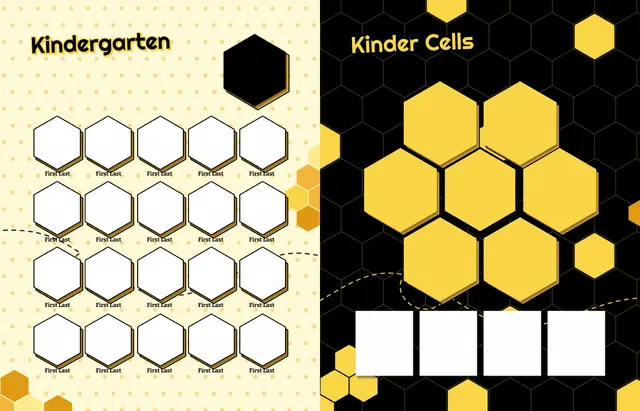 Honeycomb Hive template, pages 12 and 13