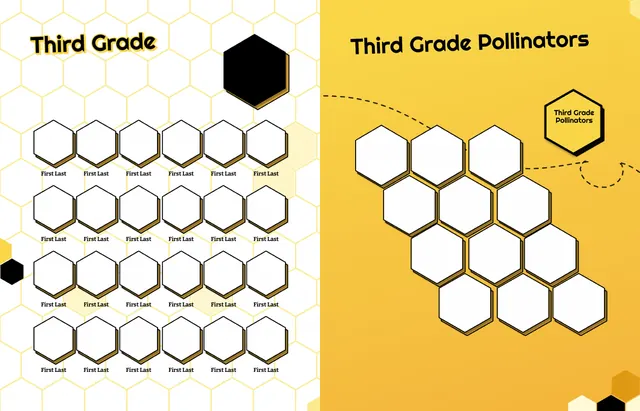 Honeycomb Hive template, pages 18 and 19