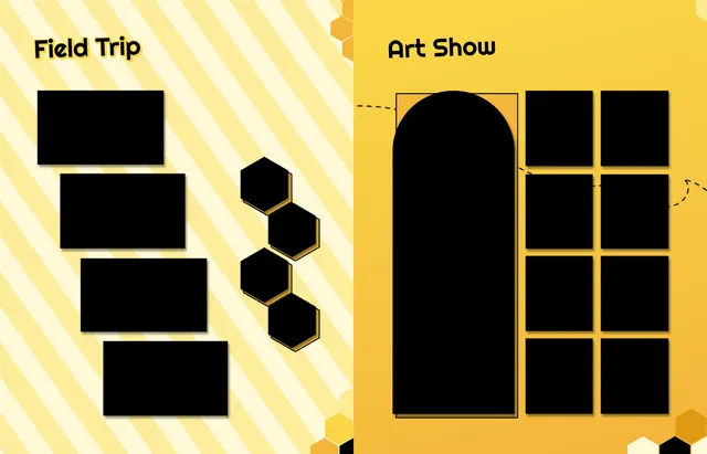 Honeycomb Hive template, pages 30 and 31