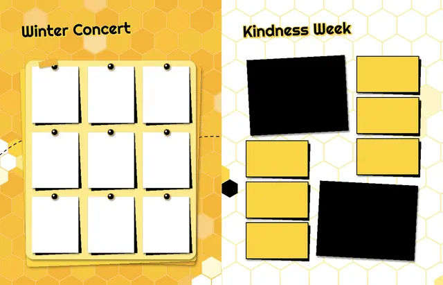 Honeycomb Hive template, pages 32 and 33