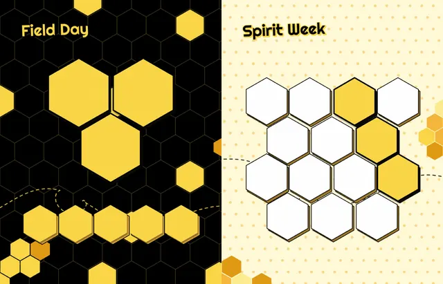 Honeycomb Hive template, pages 34 and 35
