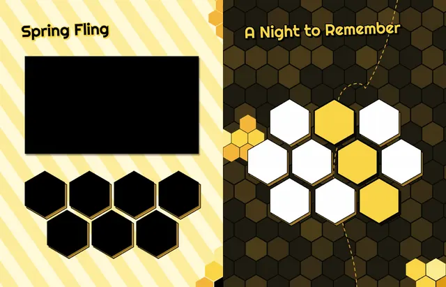 Honeycomb Hive template, pages 36 and 37