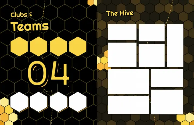 Honeycomb Hive template, pages 38 and 39
