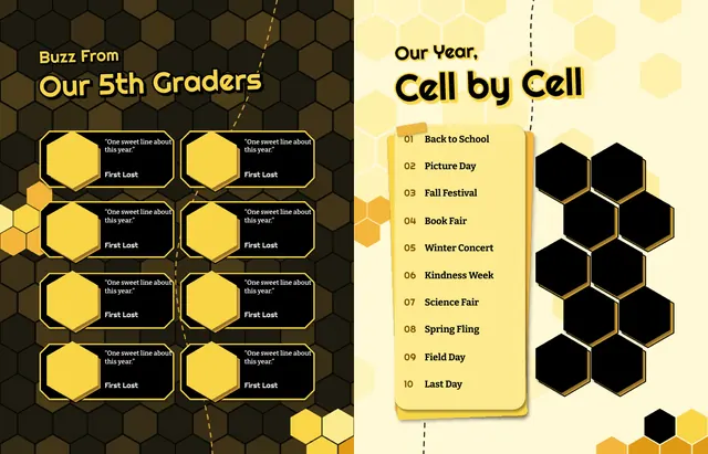 Honeycomb Hive template, pages 44 and 45
