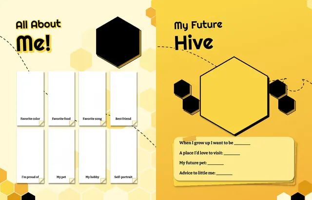 Honeycomb Hive template, pages 46 and 47
