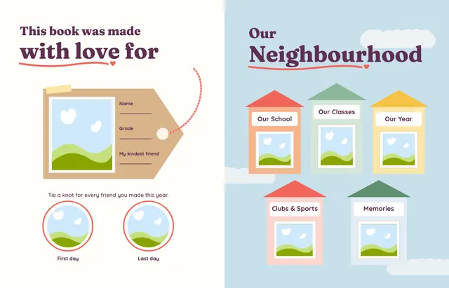 Kind and Together template, pages 2 and 3