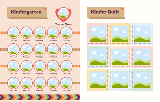Kind and Together template, pages 12 and 13