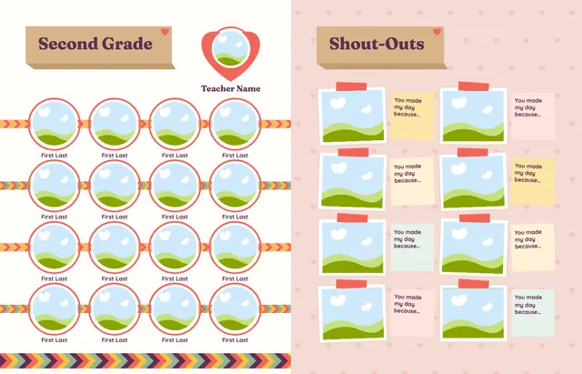 Kind and Together template, pages 16 and 17