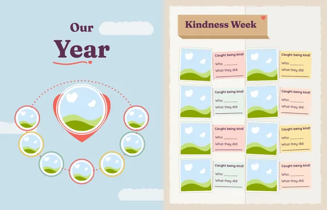 Kind and Together template, pages 24 and 25