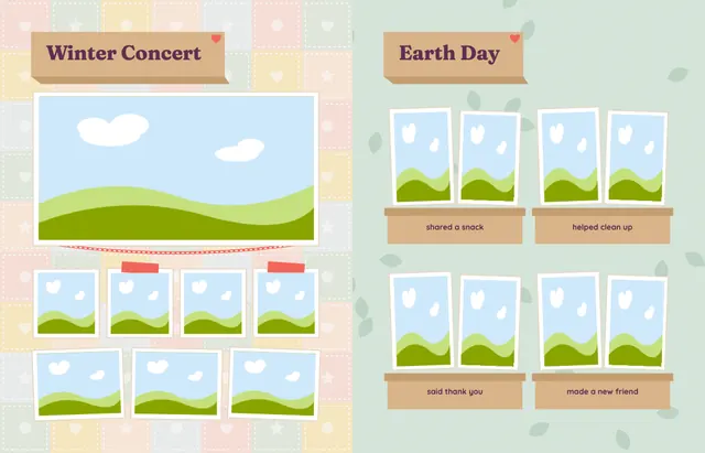 Kind and Together template, pages 32 and 33