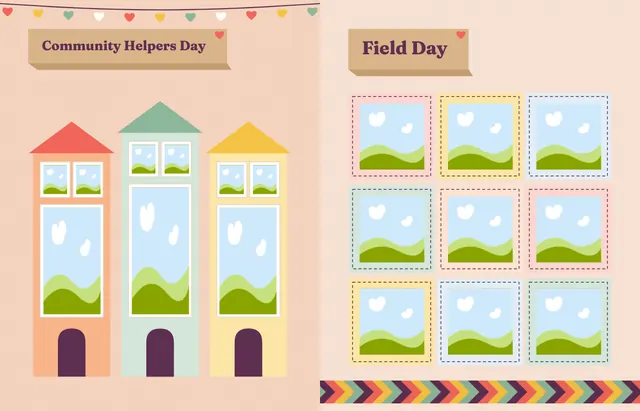 Kind and Together template, pages 36 and 37