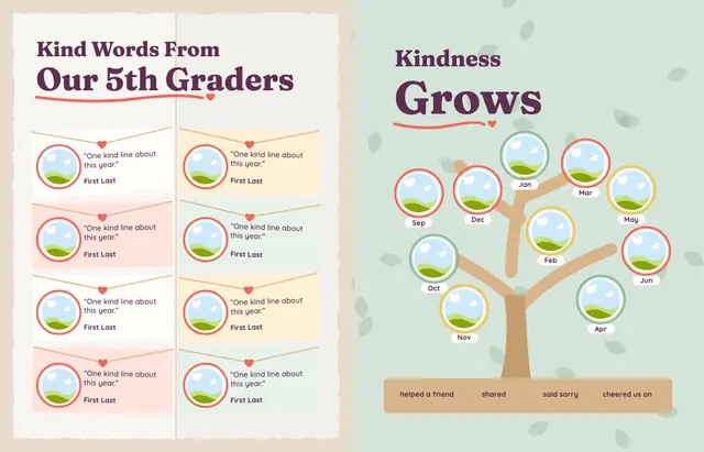 Kind and Together template, pages 44 and 45