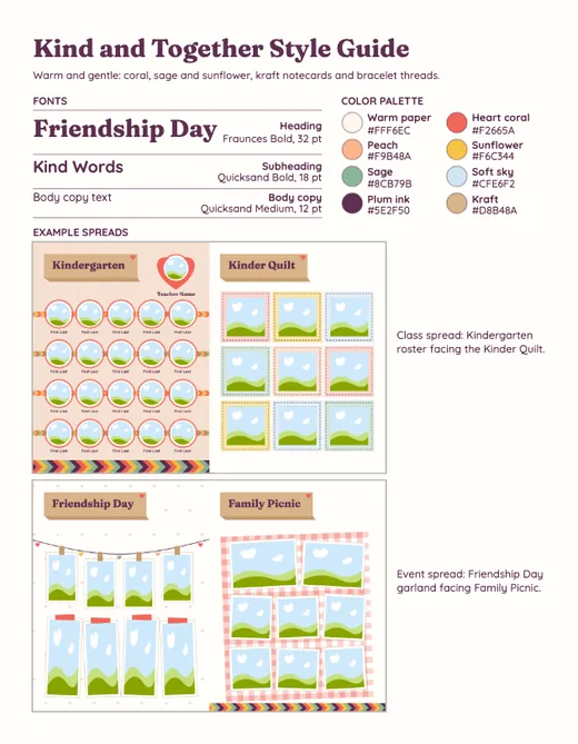 Kind and Together style guide, page 1