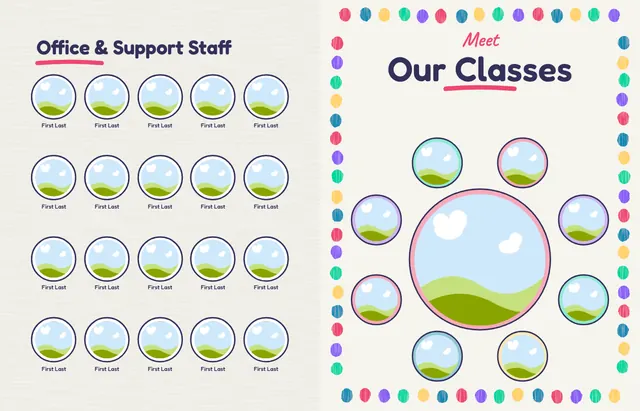 Little Handprints template, pages 8 and 9