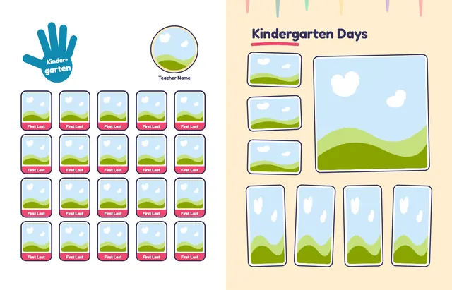 Little Handprints template, pages 12 and 13