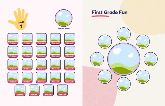 Little Handprints template, pages 14 and 15