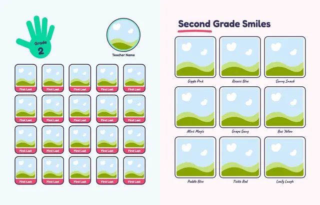Little Handprints template, pages 16 and 17