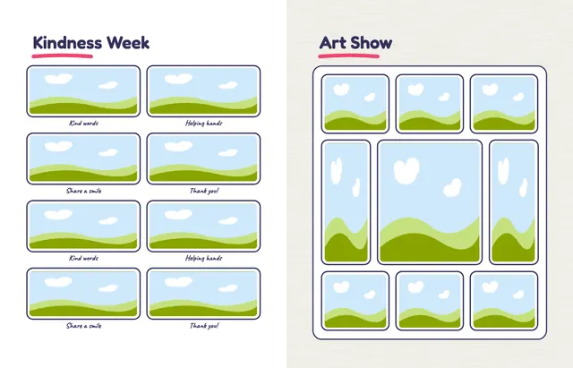 Little Handprints template, pages 32 and 33