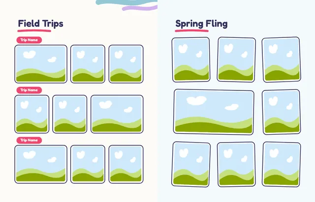 Little Handprints template, pages 34 and 35