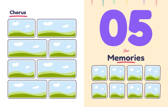 Little Handprints template, pages 42 and 43