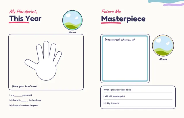 Little Handprints template, pages 46 and 47