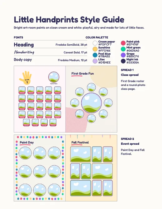 Little Handprints style guide, page 1