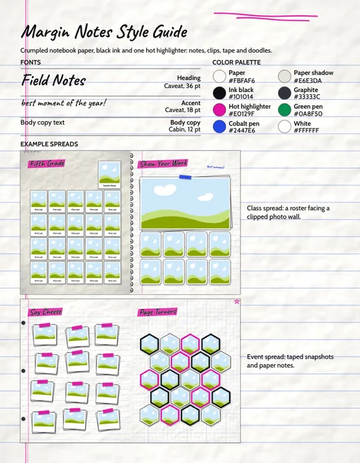 Margin Notes style guide, page 1