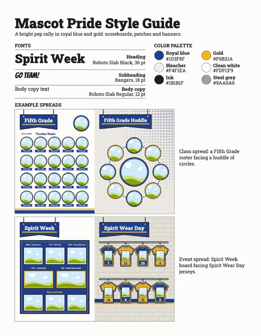 Mascot Pride style guide, page 1