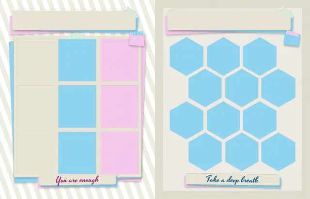 Mindful Moments template, pages 36 and 37