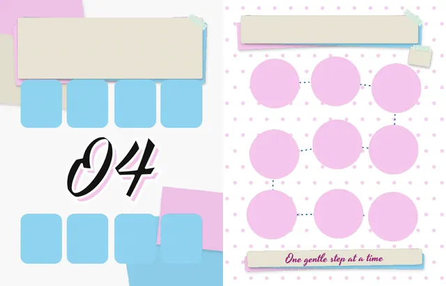 Mindful Moments template, pages 38 and 39