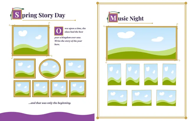 Once Upon a Time template, pages 34 and 35