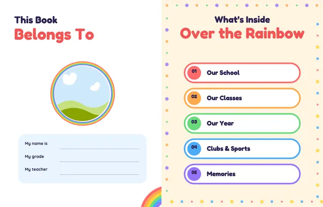 Over the Rainbow template, pages 2 and 3