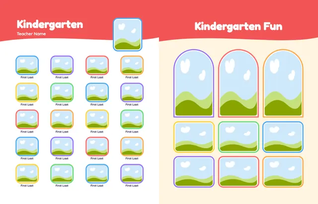 Over the Rainbow template, pages 10 and 11