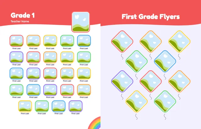 Over the Rainbow template, pages 12 and 13