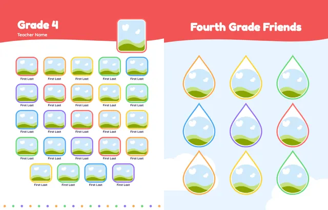 Over the Rainbow template, pages 18 and 19