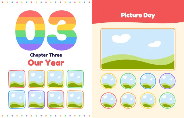 Over the Rainbow template, pages 24 and 25