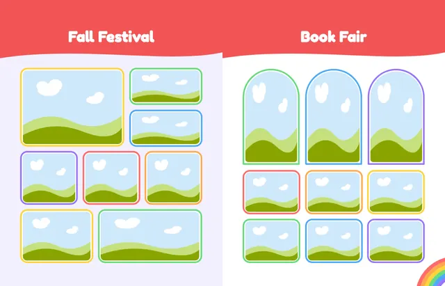 Over the Rainbow template, pages 26 and 27