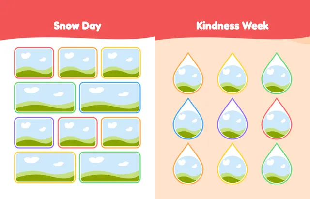 Over the Rainbow template, pages 30 and 31
