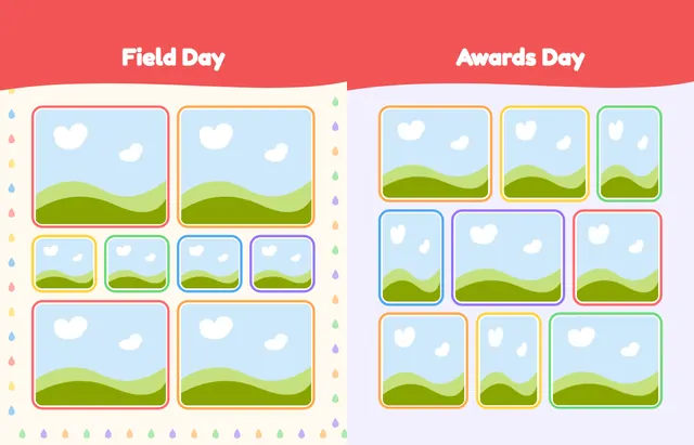 Over the Rainbow template, pages 36 and 37