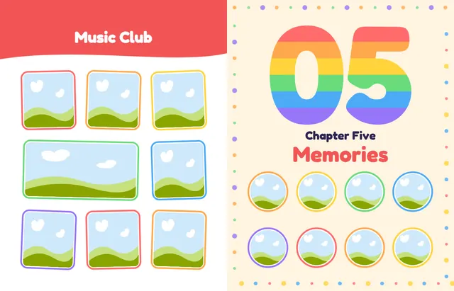 Over the Rainbow template, pages 42 and 43