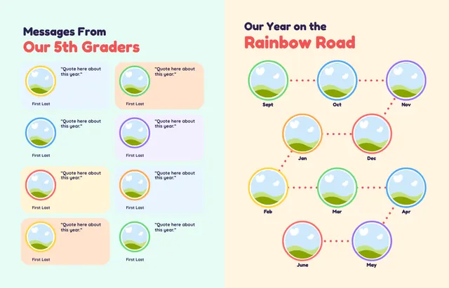 Over the Rainbow template, pages 44 and 45