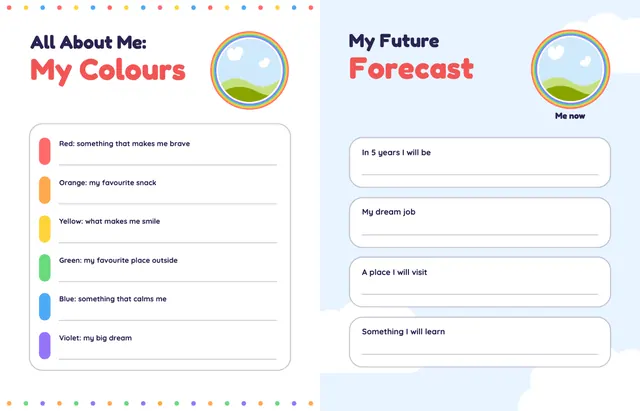 Over the Rainbow template, pages 46 and 47